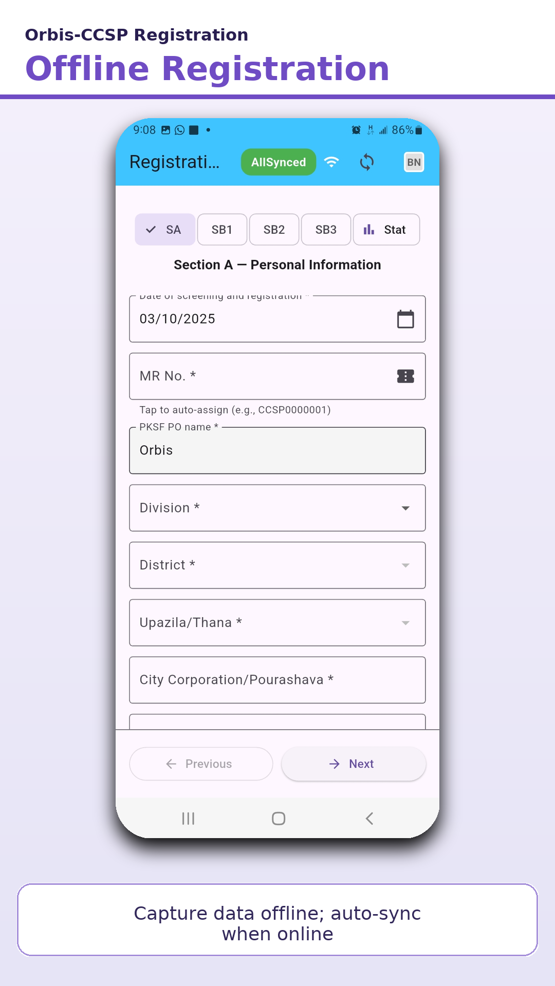 Orbis Mobile App Interface
